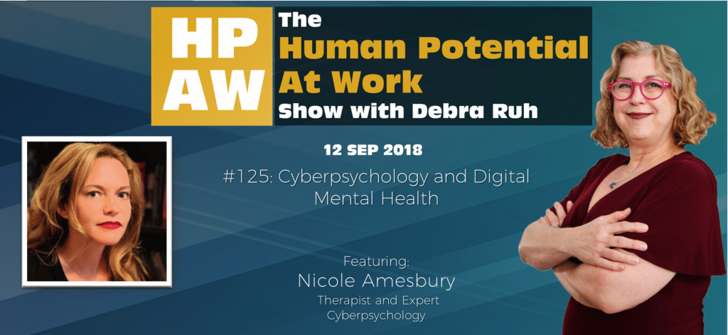 Episode Flyer for #125 Cyberpsychology and Digital Mental Health- With Therapist Nicole Amesbury