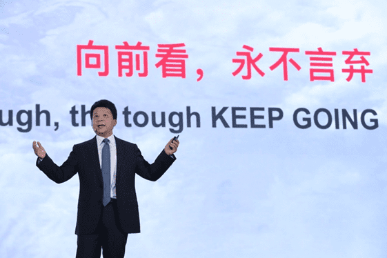 Huawei Deputy Chairman Guo Ping gives the keynote speech at Huawei Global Analyst Summit in April 2020.